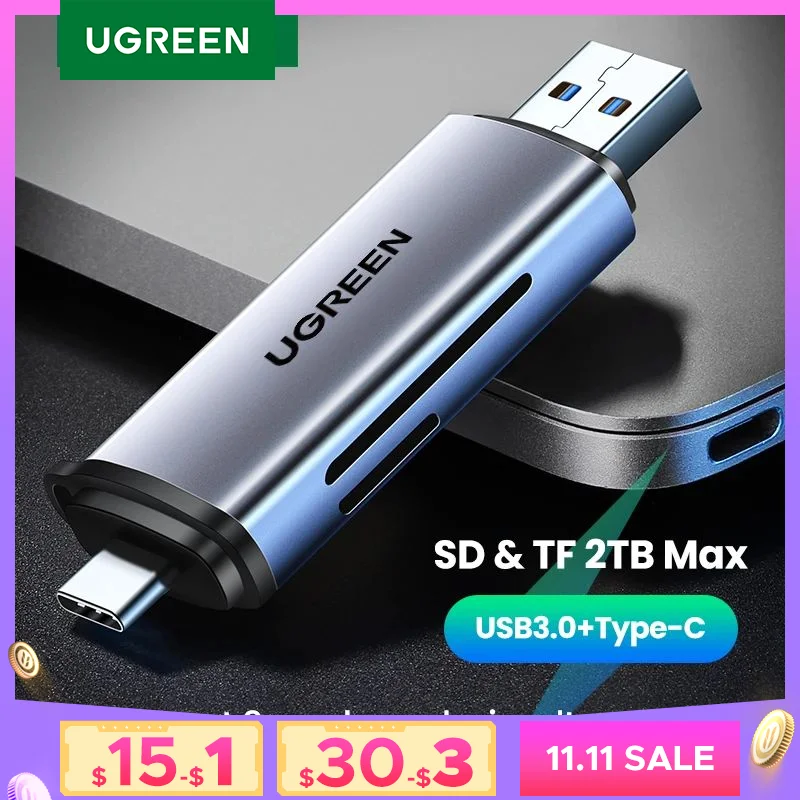 Ugreen Kaartlezer Usb 3.0 Naar Sd Micro Sd Tf Geheugenkaart Adapter Voor Pc Laptop Accessoires Multi