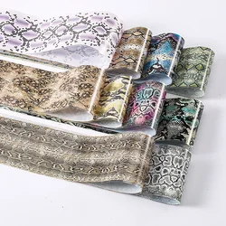 10pcs Wild Snake Print Nail Foil Leopard Animal Skin Transfer Starry Sky Sticker Tropical Style Nail Art Decor Decal 4*20cm