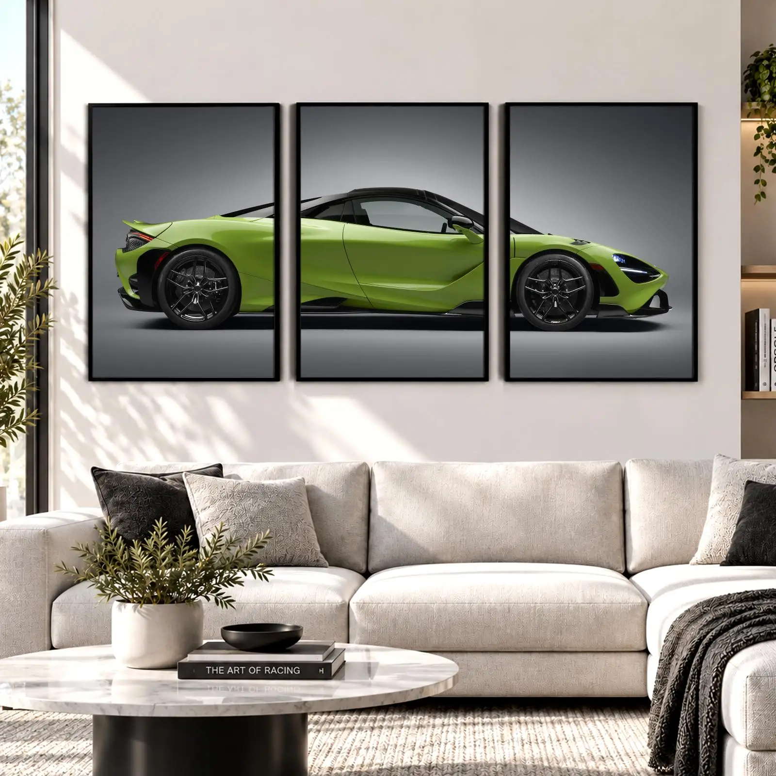 Emerald Exotic Speed Car Painting Calligraphy Canvas Poster Set Wall Artwork for Bedroom Living Room Decorative Prints Gift