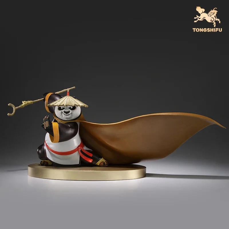 Copper Crafts Chinese Vintage Kung Fu Panda Cute Cartoon Character Bronze Statue Dragon Warrior Figurines Desktop Ornament Decor