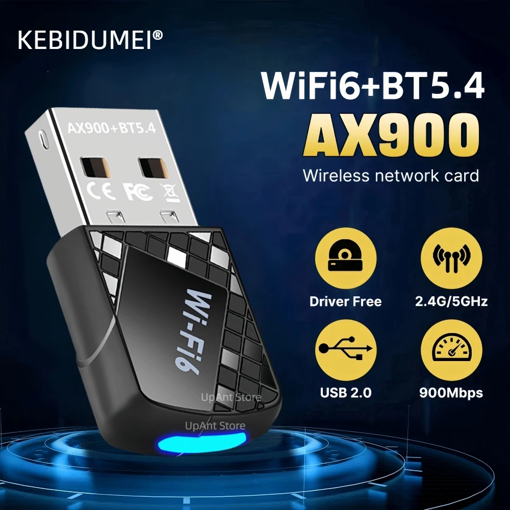 WiFi 6 AX900 Bluetooth 5.4 WiFi USB アダプターワイヤレスデュアルバンド 2.4G & 5GHz Wi-Fi アンテナ USB PC/ラップトップ Win10/11 ドライバー無料