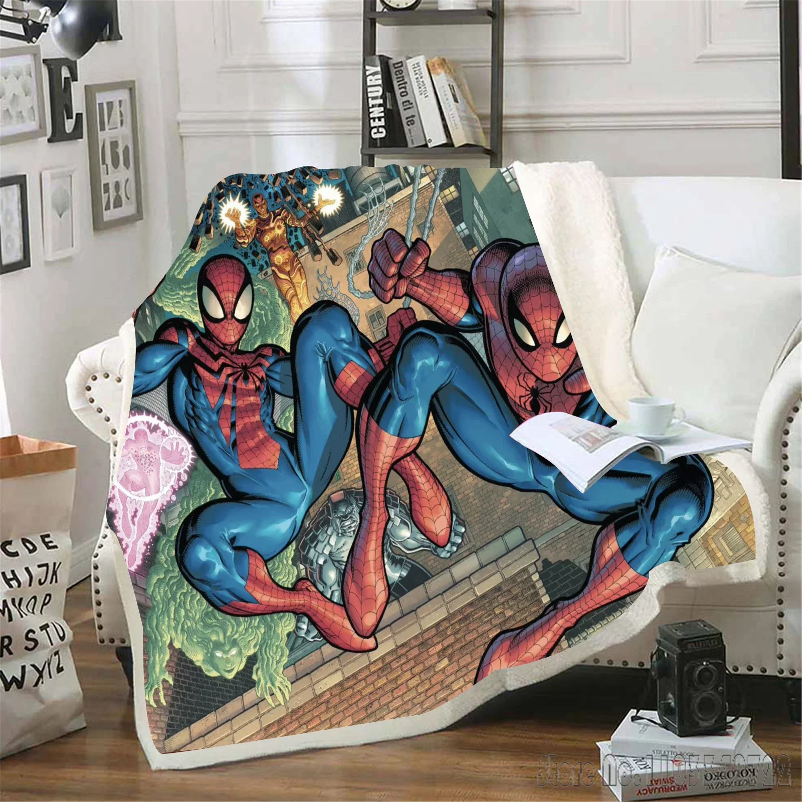 

Anime Spiderman 3D Printed Home Cute Kids Blanket Throw for Bed Sofa Decor Fleece Nap Blankets Boys Girls Children Gift