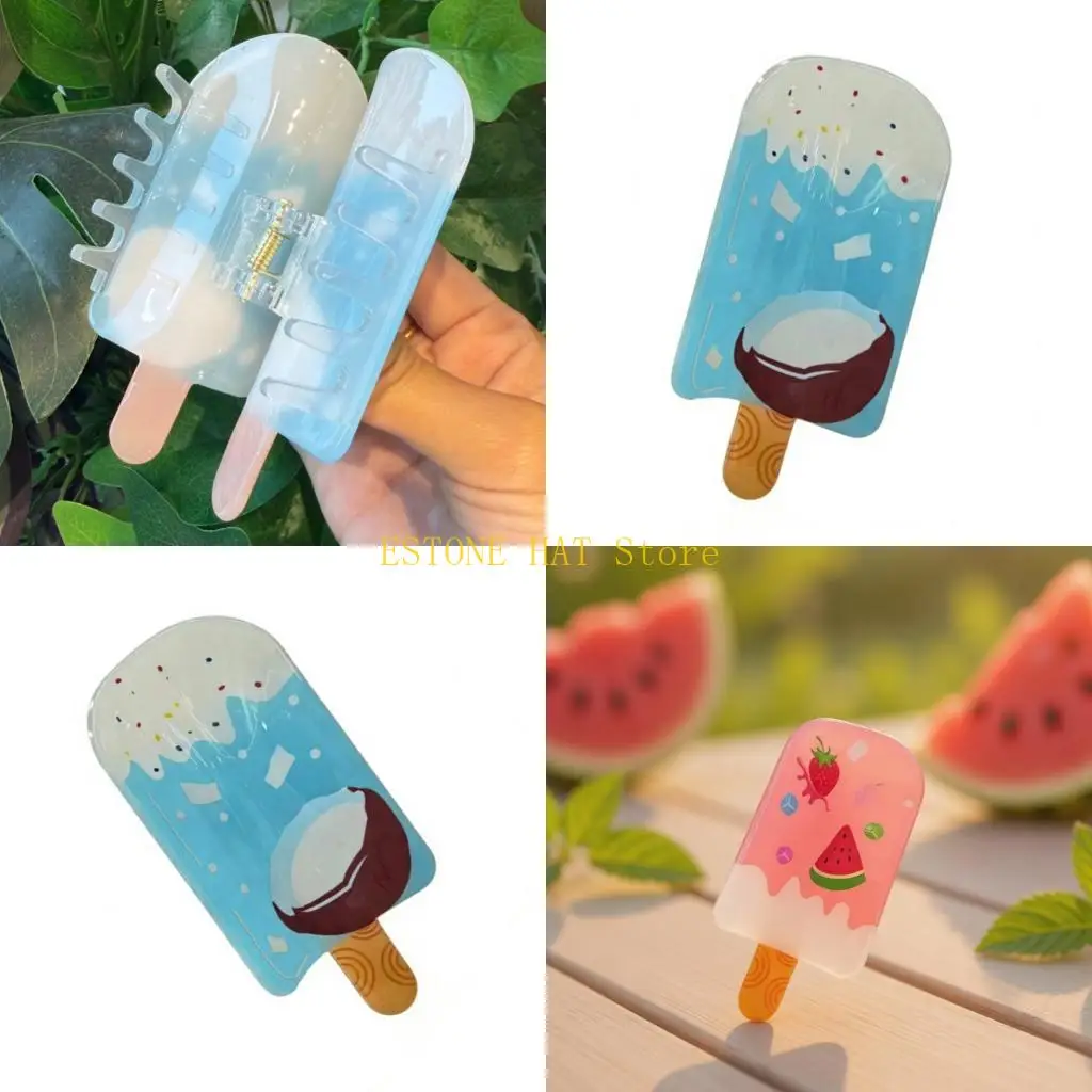 

49MF Stylish PVC Hair Claw Clip In Ice Cream Design Realistic Hairpin For Casual Outings Dates And Special Event