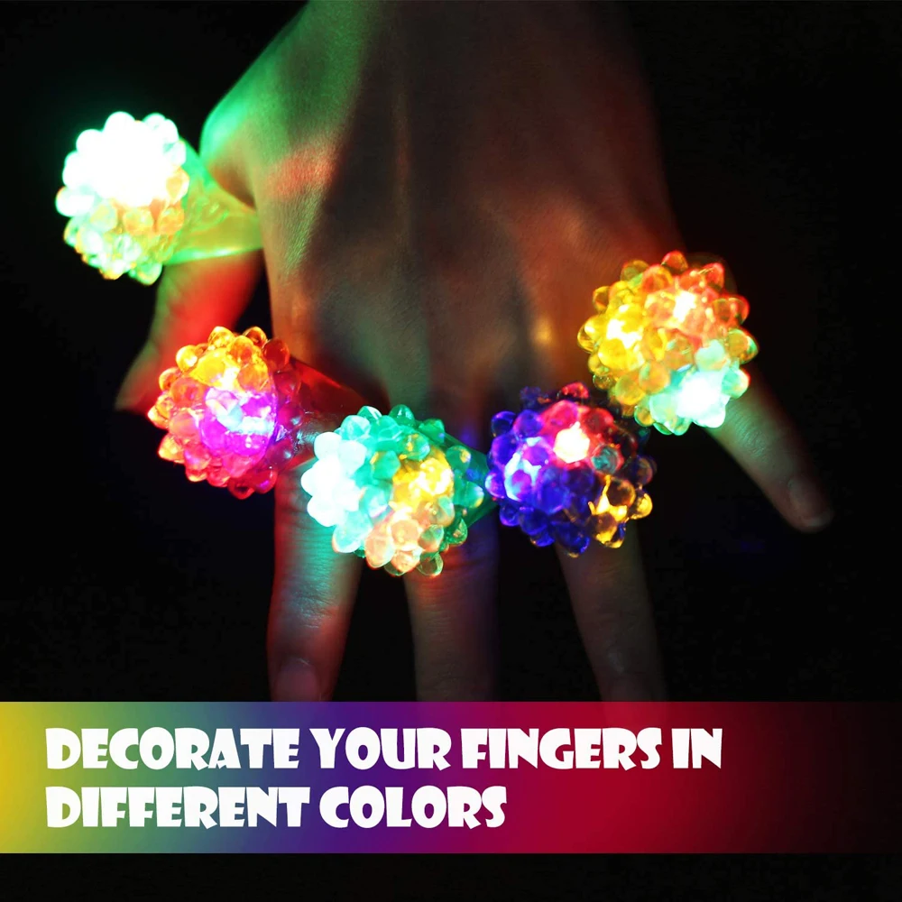 for Parties Party Favors Finger Ring Glow In The Dark Colorful Flashing LED Rings Luminous Rings Bumpy Jelly Ring Light-Up Toys