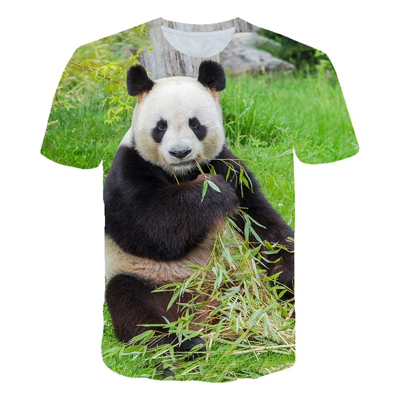 Cute Panda T-Shirts Animal 3D Print Streetwear Casual Fashion Oversized O-Neck T Shirt Kids Boy Girl Tees Tops Children Clothing