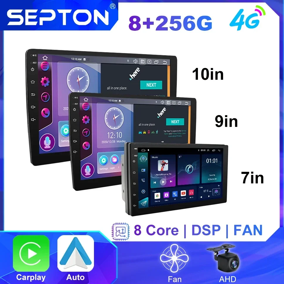 

SEPTON 2 Din 7"/9"/10" Universal Car Audio Car Radio Multimedia Player Android12 for Nissan Toyota Kia Carplay Stereo 4G GPS DVD