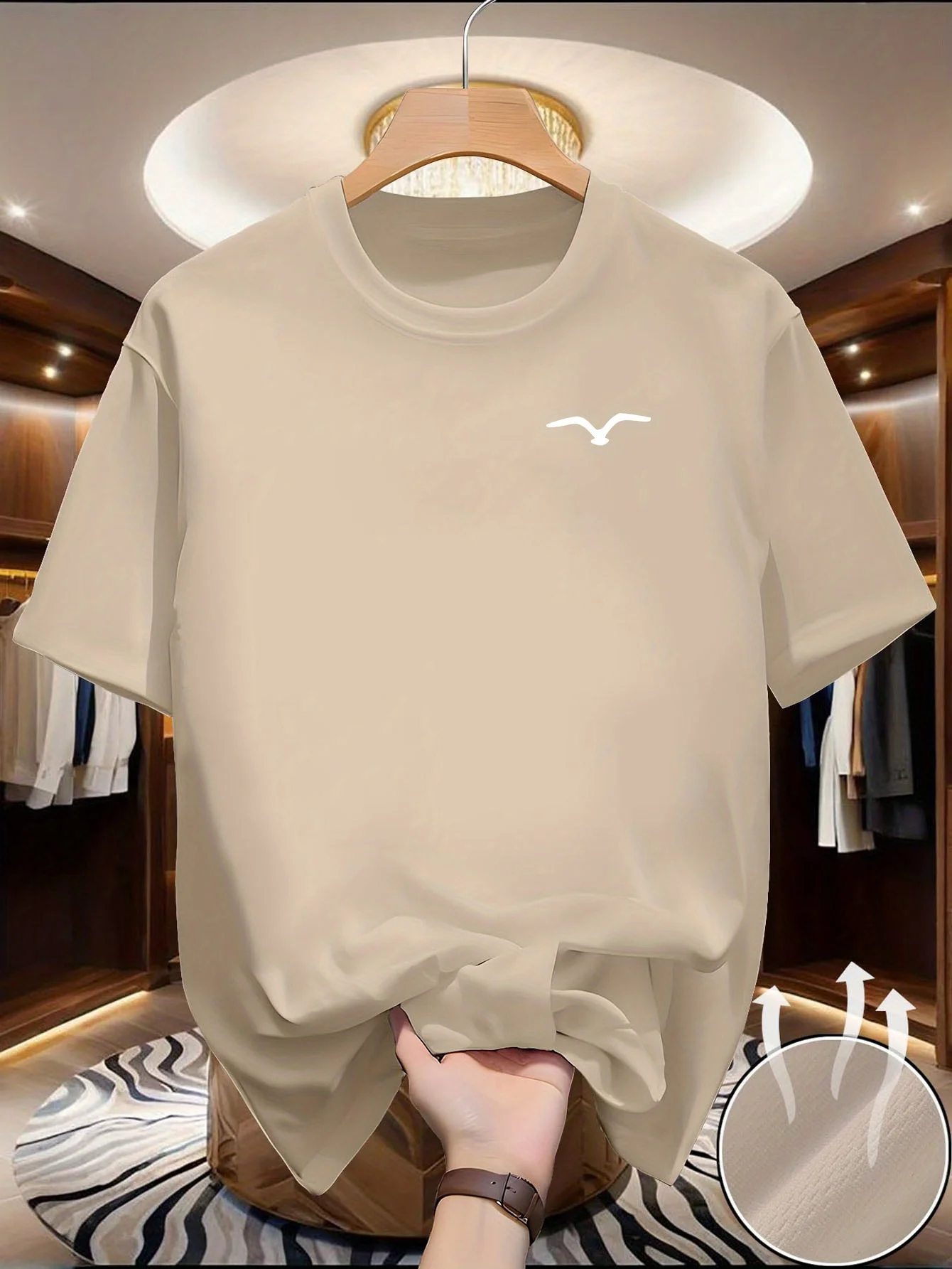 Men's round-neck short-sleeved printed T-shirt with multiple color options. Quick-drying and breathable. Suitable for sports.