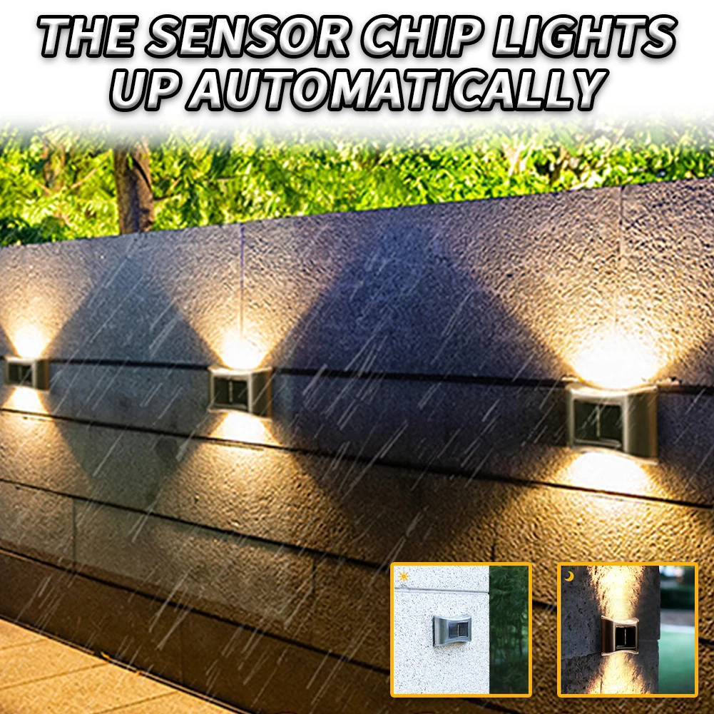 4 Pack Solar Wall Lights Up And Down Lighting Solar Outdoor Light IP65 Waterproof Solar Sconce Lights For Yard Deck Garden