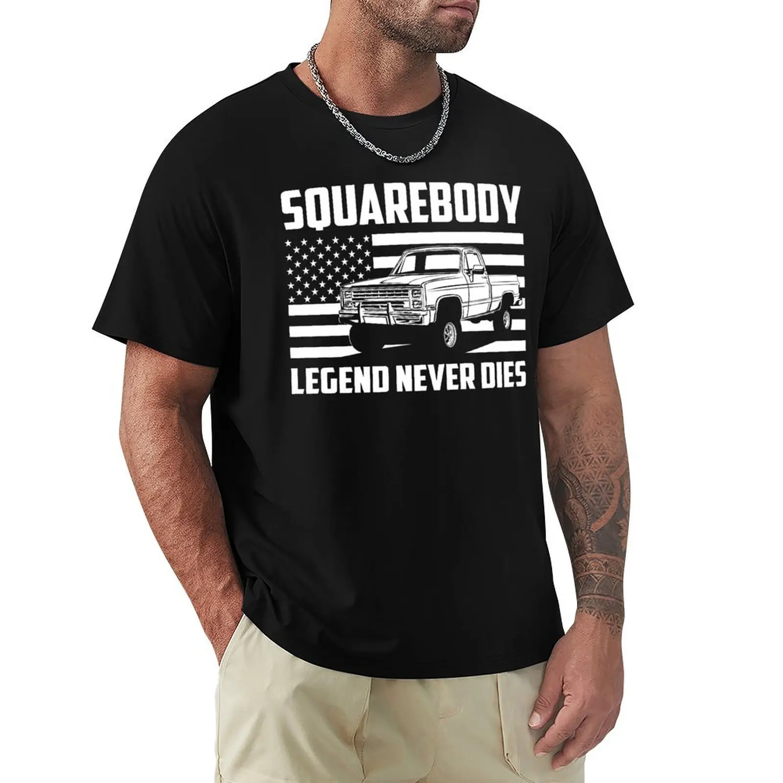 Squarebody Legend Never Dies Classic Square Body Pickup Truck T-Shirt Holiday Party T-Shirt for Men