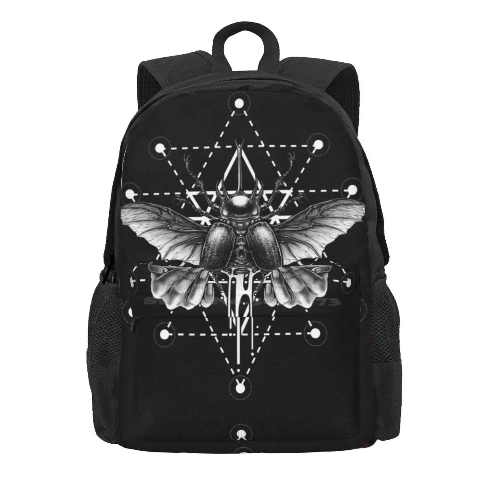 Curse Of The Mystical Stag Beetle Hot Sale Schoolbag Backpack Fashion Bags Tattoo Witch Magic Occult Gothic Sacred Geometry