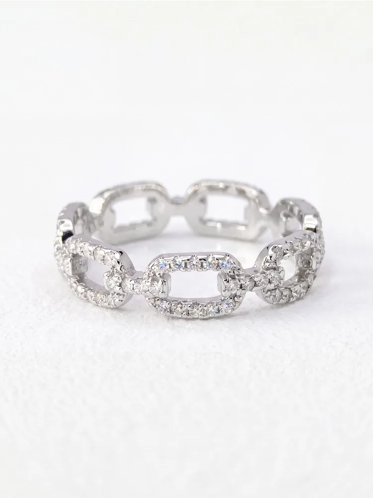 925 Sterling Silber Echter Runder Moissanit-Diamant mit Zertifikat Ringe für Frauen Jubiläum Hochzeit Edle Schmuckstücke – Detail 6