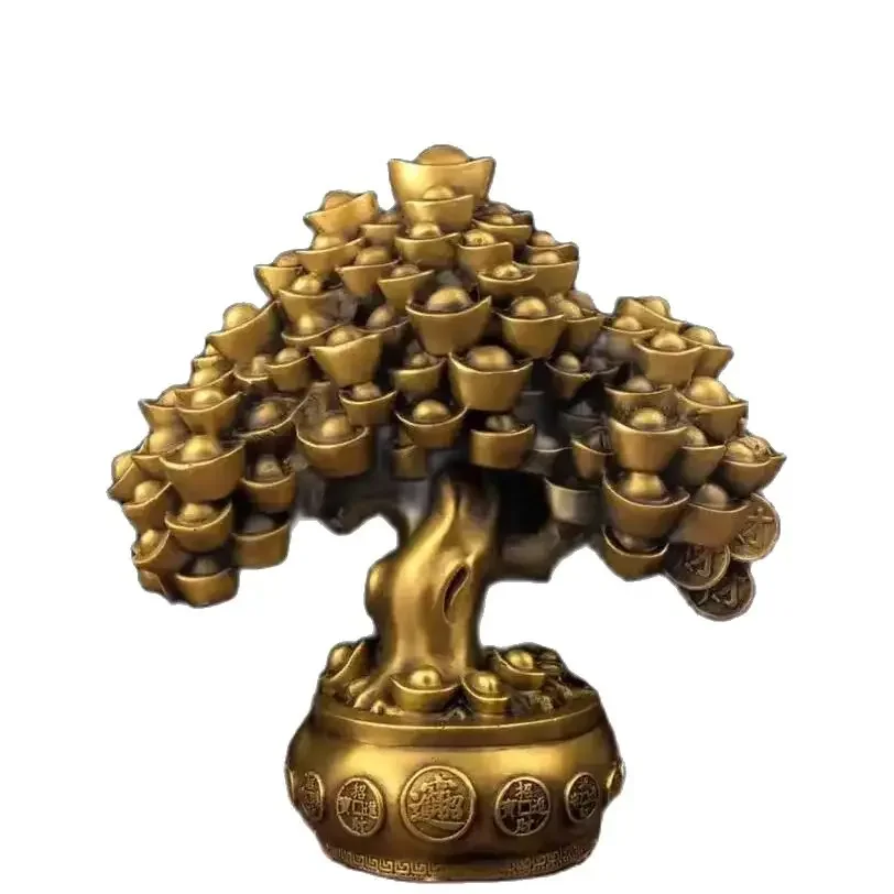 Metal Treasure Attraction, Treasure Gathering Basin, Wealth Tree Decoration, Home, Office, Cultural and Creative Decoration