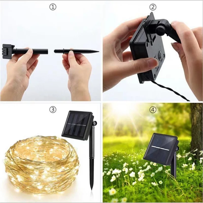 Lampki solarne ONCE, 200 LED, lampki sznurkowe, dekoracja świąteczna na zewnątrz, do ogrodu, na dziedziniec, ulicę, 20m