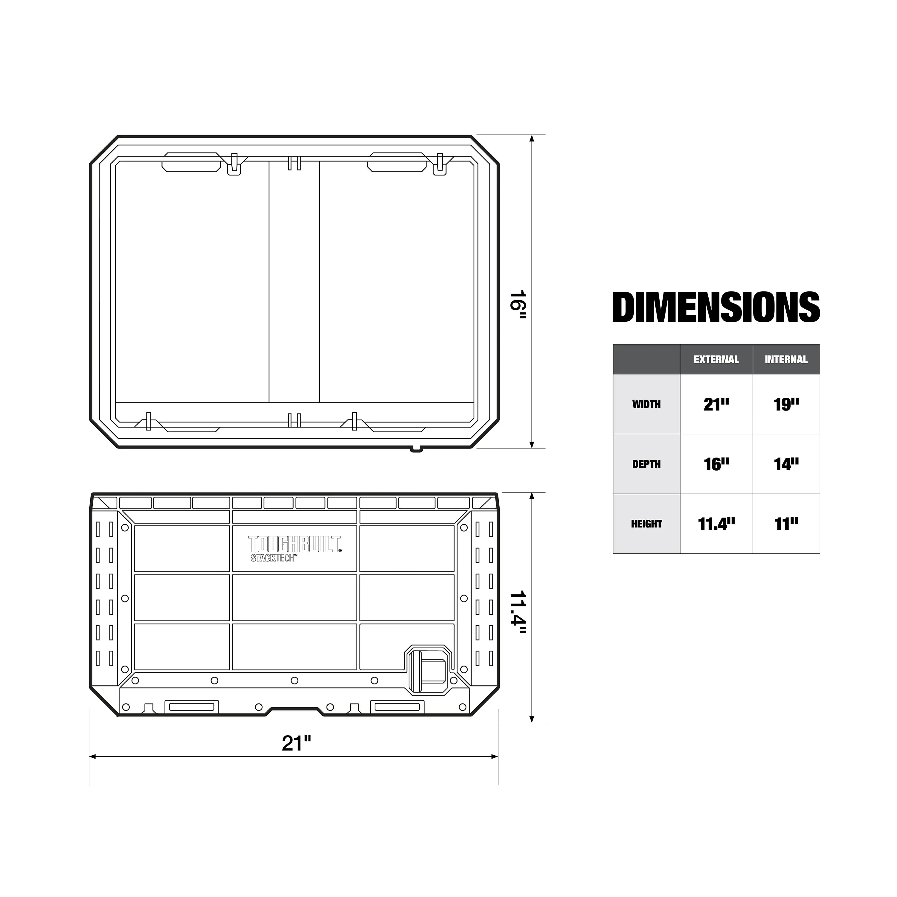 TOUGHBUILT TB-B1-X-50 StackTech Tool Crate Box Organizer Parts Box Multifunctional Matching Stacking Combination Tool Organizer