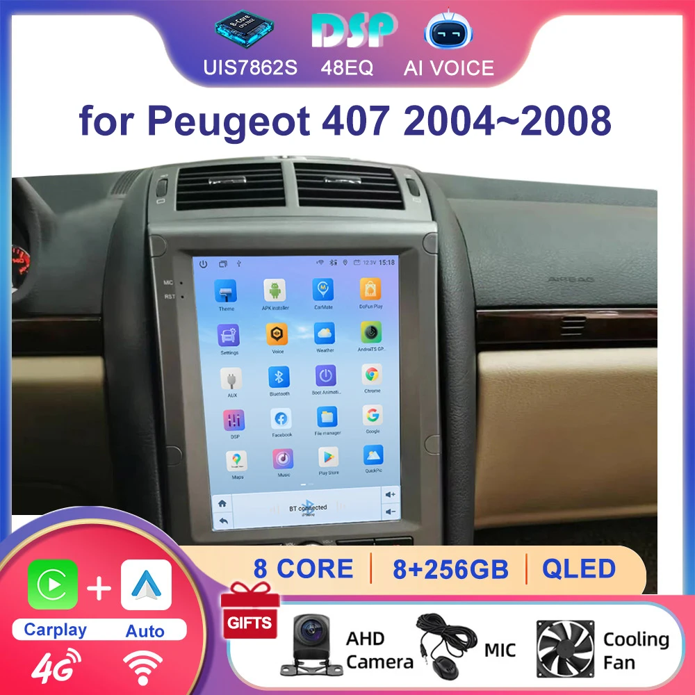 Witfighter 9.7'' UIS7862S Android Car Radio for Peugeot 407 2004~2008 8 Core Wireless Apple CarPlay Autoradio Stereo Car Screen