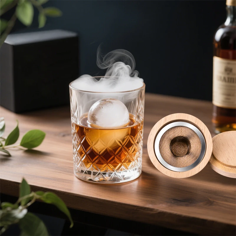 Cocktail-Whisky-Räucher-Set, altmodischer Bourbon mit aromatisierten Räuchern, Holzspäne, Trink-Räucher-Ei, Geschenke für Cocktaillenliebhaber