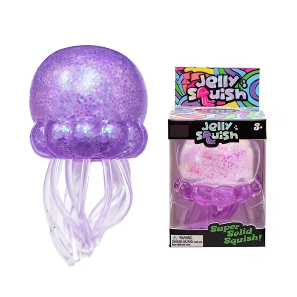 Glitzer-Oktopus Squishy, Glitzer-Quallen Squishy mit Box, Dumplings Sensorisches Quetschspielzeug zur Stresslinderung, Großhandel