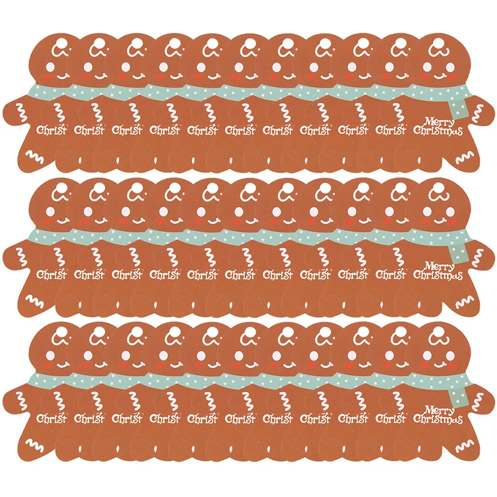 

100Pcs Christmas Gift Tags Kraft Paper Gingerbread Man Shape Christmas Party Favor Tags Gift Wrapping Labels DIY Holiday