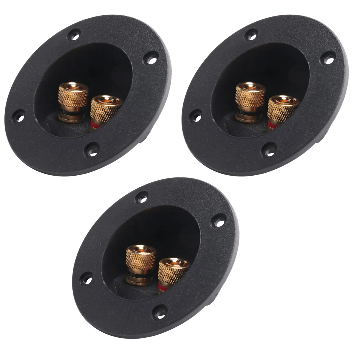 3 Pcs DIY Home Car Stereo 2-Way Speaker Box Terminal Binding Post Round Spring Cup Connectors Subwoofer Plugs (Black)