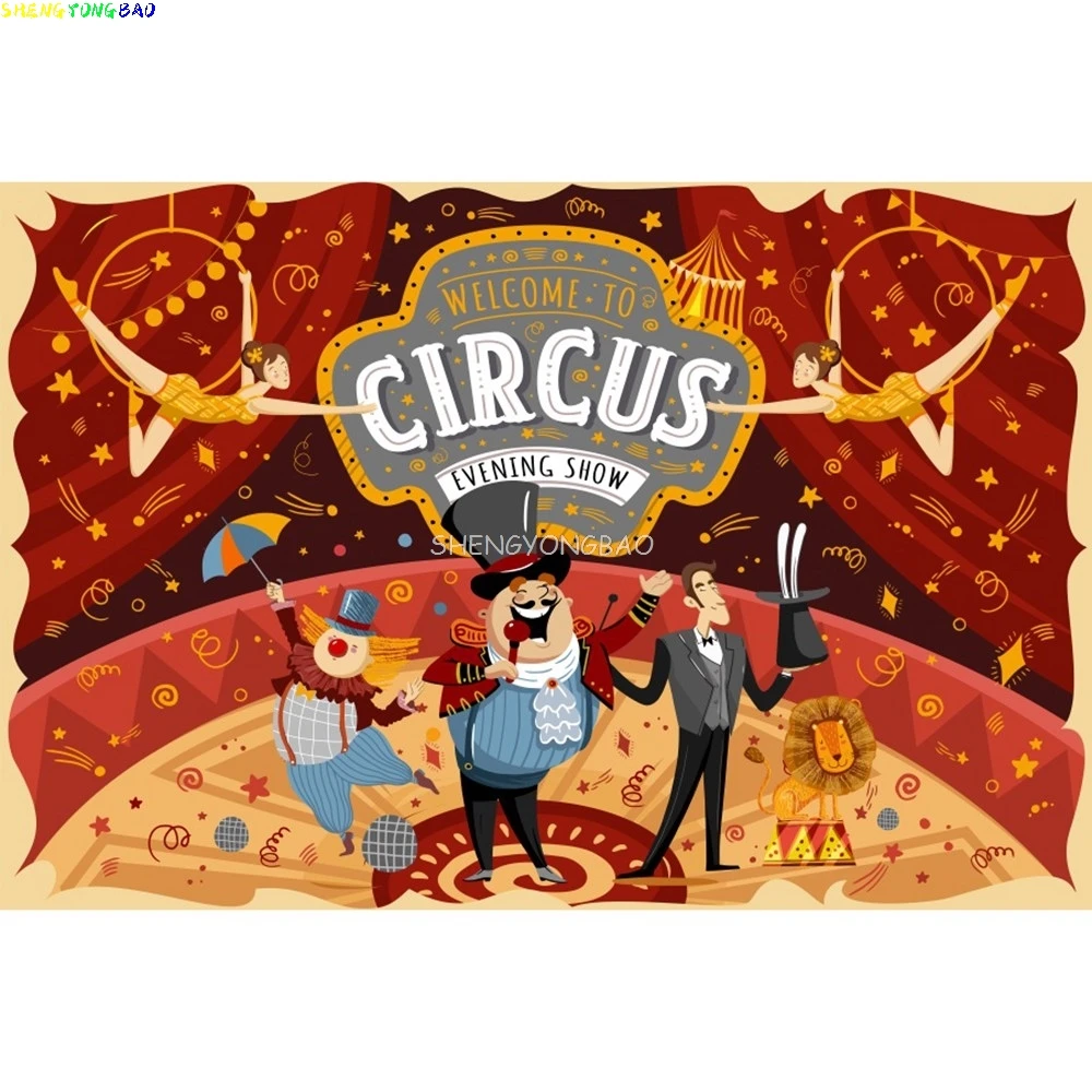 مهرج السيرك حفلة عيد ميلاد خلفيات للتصوير الفوتوغرافي دُولابٌ دَوّار كرنفال الاحتفال الأطفال طفل استوديو الصور خلفية CI-01