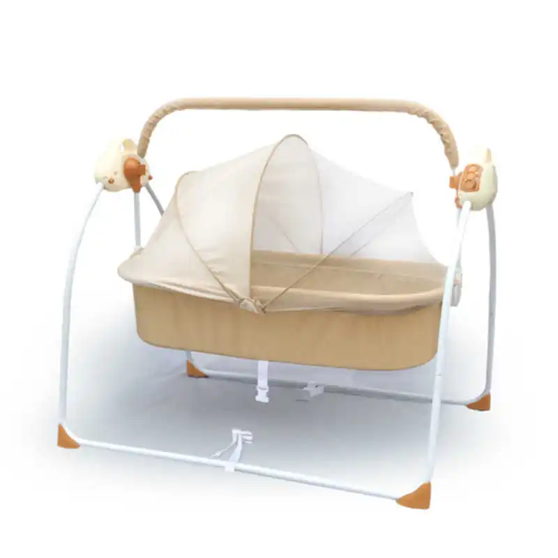 Multifunction Foldable Portable Newborn Electric Mental Cradle New Baby Bassinet Bed with Music Multi-Range Adjustment