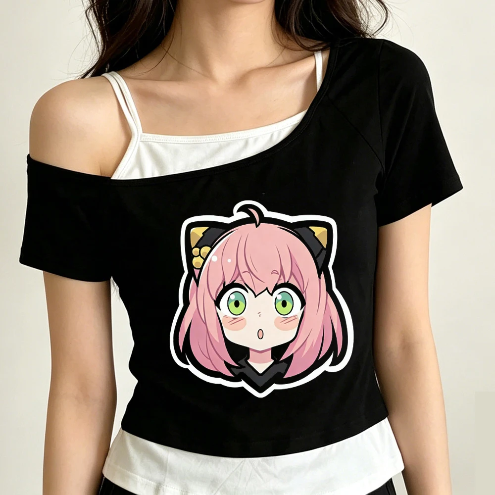 Spy x Family cropped top ladies gothic cutecore anime graphic streetwear t-shirt summer korean fashion japan manga