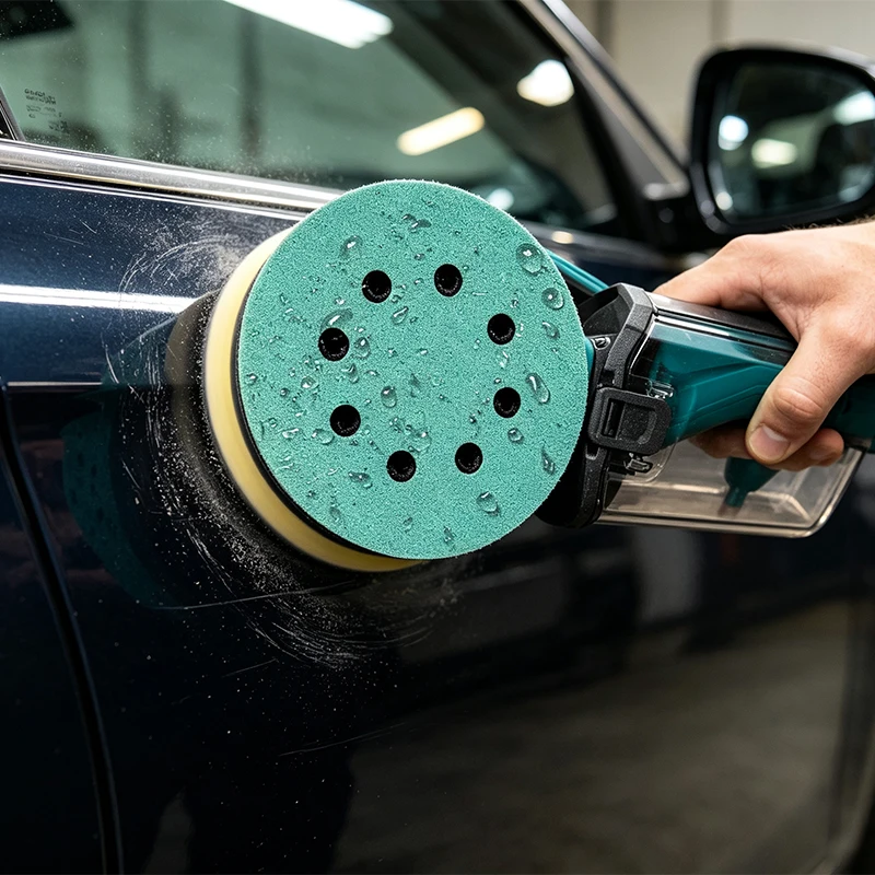 5 Inch 8 Holes Sanding Discs 125MM Aluminum Oxide Green Film Abrasive Sheets for Auto Body Wood Furniture Polishing Tools