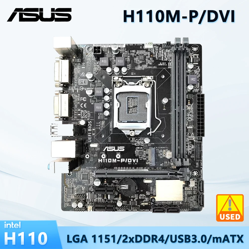 ASUS H110M-P/DVI Motherboard Intel H110 LGA 1151 DDR4 Micro ATX support Core i3-6300 6400 6600 7700 G4400 G3950 cpu Micro ATX