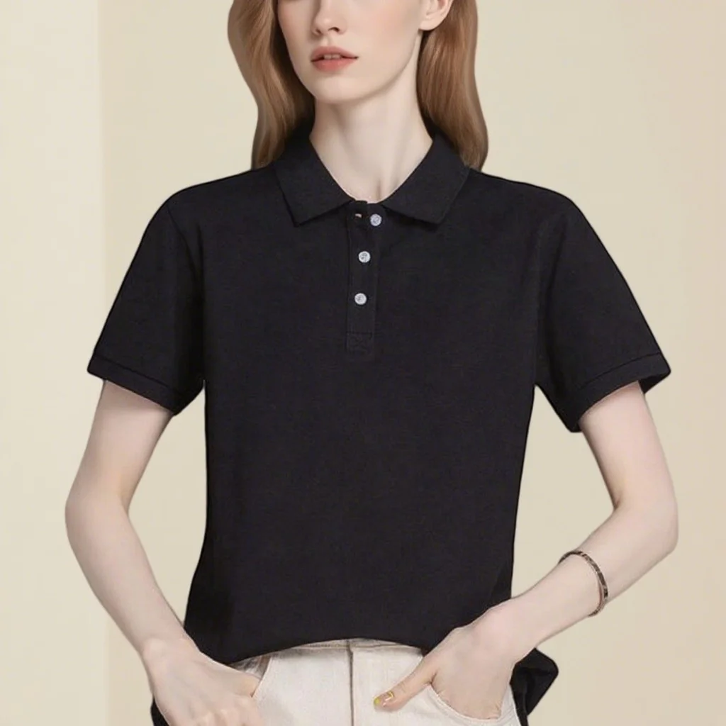 Letnia koszulka polo damska w stylu koreańskim Cool Ice Silk Koszula z krótkim rękawem Oddychająca, szybkoschnąca koszulka golfowa Pullover Tee Tops