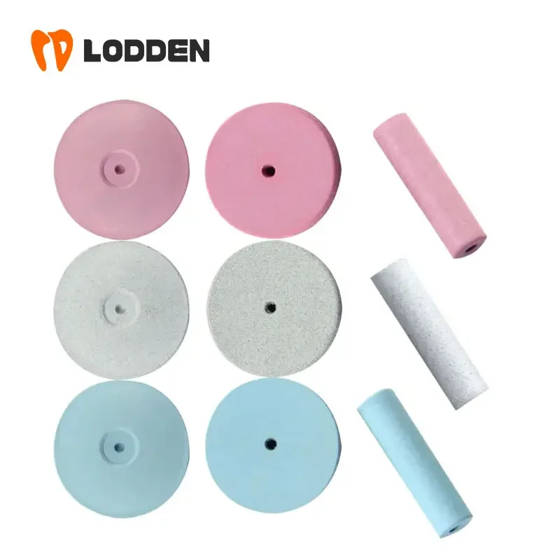 LODDEN 100pcs Dental Lab ruote in gomma siliconica frese a punta in gomma siliconica dentale grossolane/medie/fini 22mm per la lucidatura della