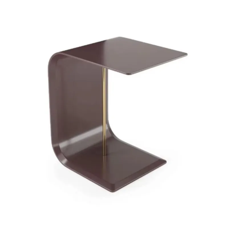 Modern Italian luxury corner table hotel living room dining table with solid wood C-shaped coffee table