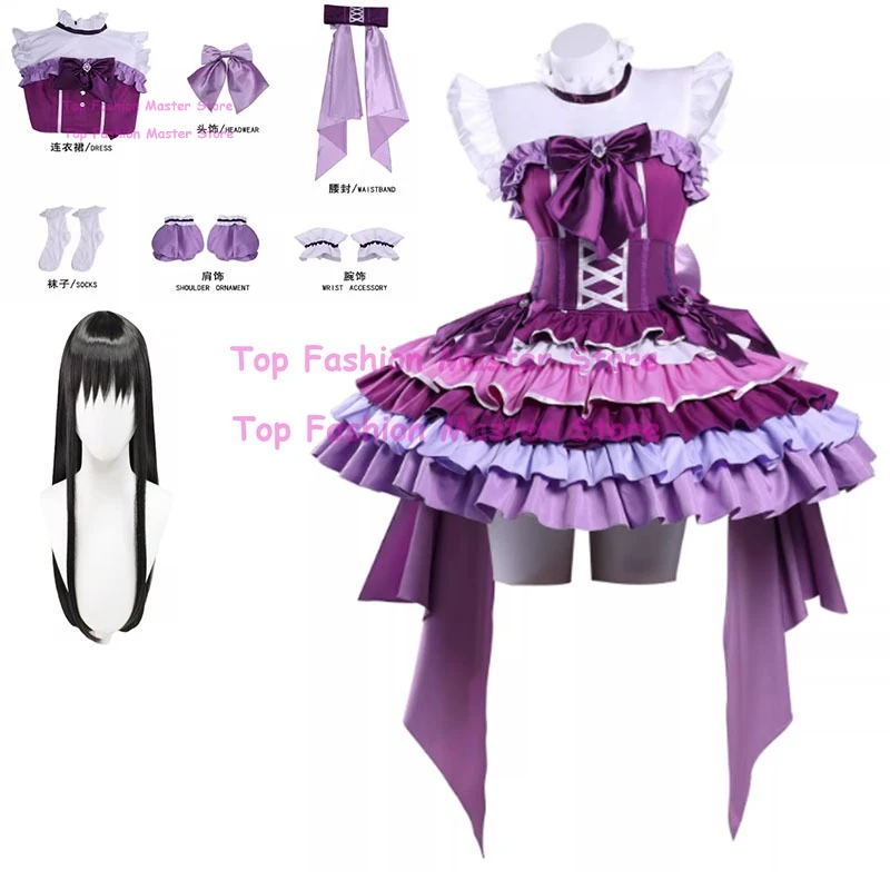 

Madoka Cosplay Costume Homura Akemi Magia Stage Performance Outfit Stage Sing Dress Wig Lolita Halloween Carnival Uniforms