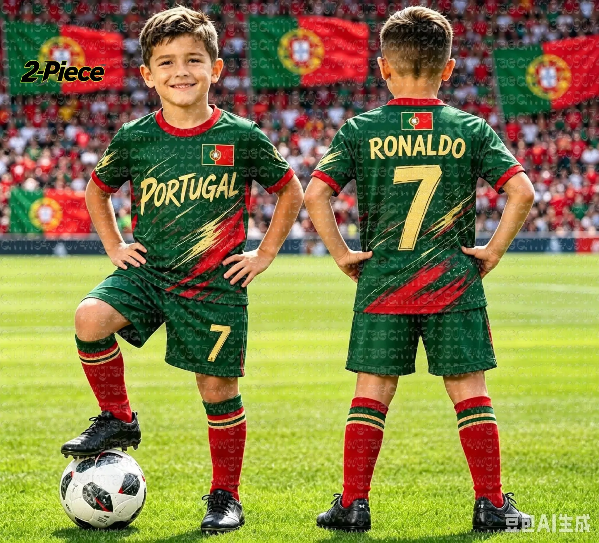 26 Ronaldo Nr. 7 Fußballtrikot-Set für Jungen, T-Shirt und Shorts, Damen, Herren, Harajuku, Portugal-Fan-Shirt, Shorts-Set, Kinder-Trainingsanzug, 2-teiliges Set – Detail 9