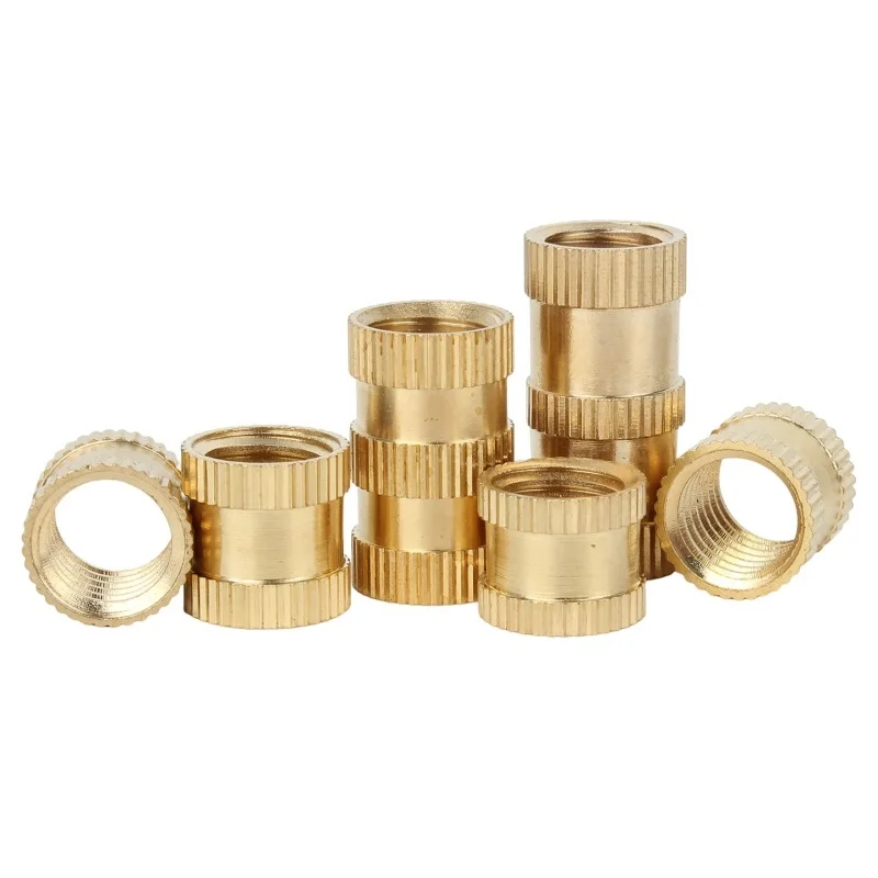 Brass Heat Insert Nut Knurled Insertnut Hot Melt Molding Injection Embed Nuts 1/4-20 ~ 8-32