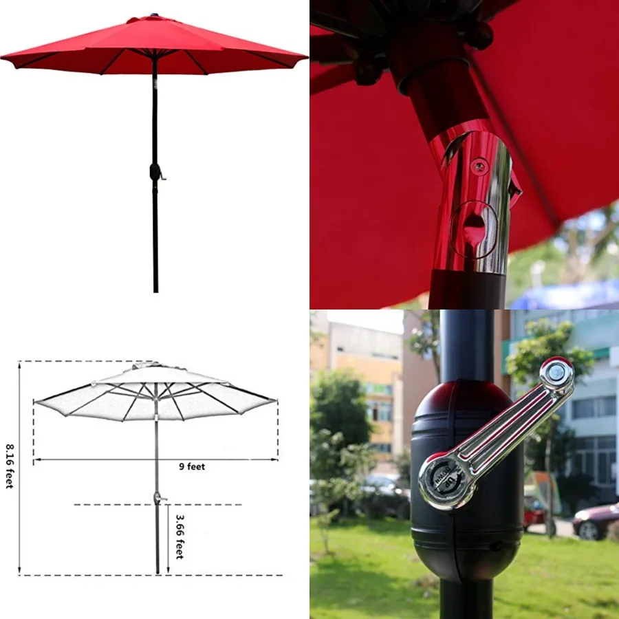 

9' Patio Umbrella Outdoor Table Umbrella with 8 Sturdy Ribs