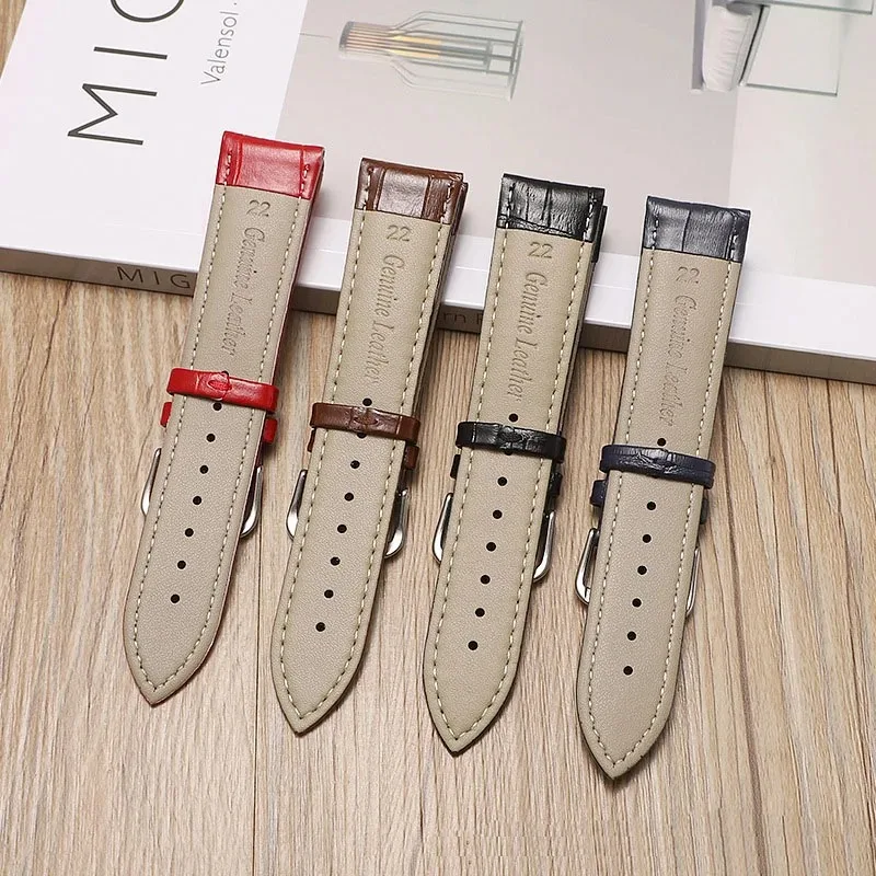 Gold Buckle Leather Watch Strap Fashion Black Brown Replacement Watchband 7 Colors Available 12/14/16/17/1/19/20/21/22/24mm