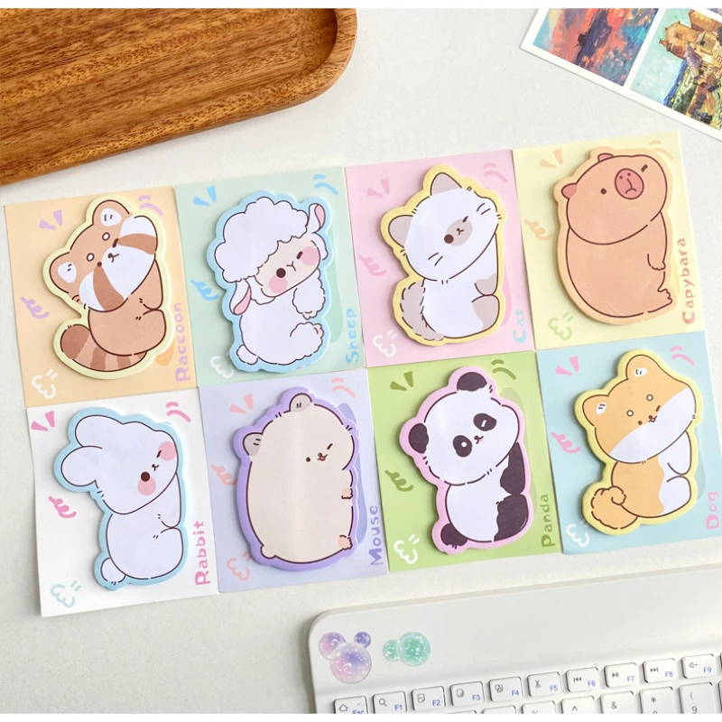 Imagem -05 - Cute Cartoon Deitado Animais Sticky Notes Memo Pad Panda Cão Cat Note Book Adesivos Scrapbooking Kids Stationery 10 Pcs por Lote