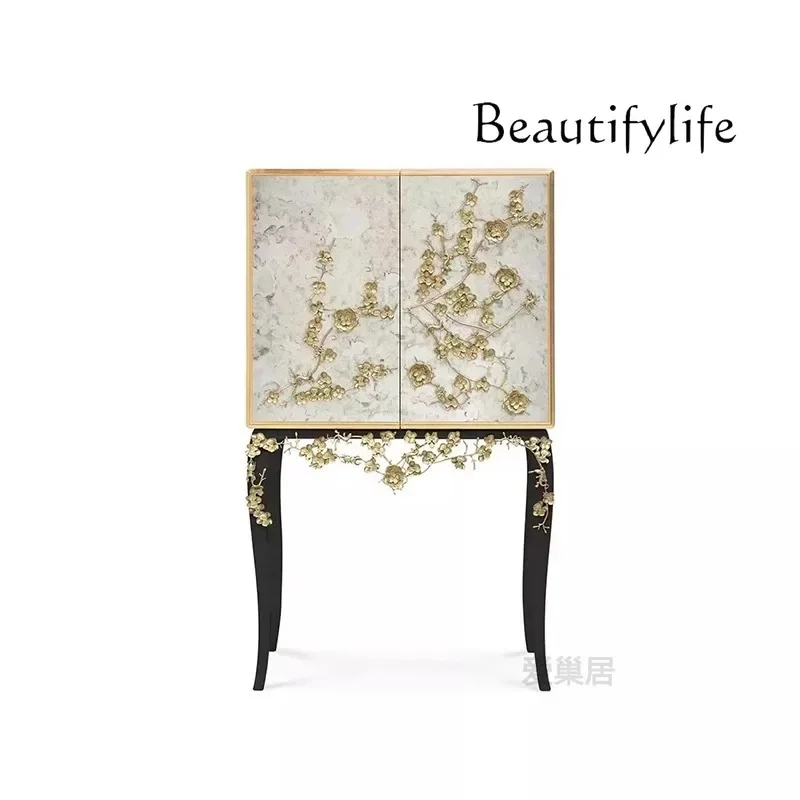 N40 Italian light luxury solid wood wine cabinet, dining side locker, integrated living room with wall, advanced storage cabinet