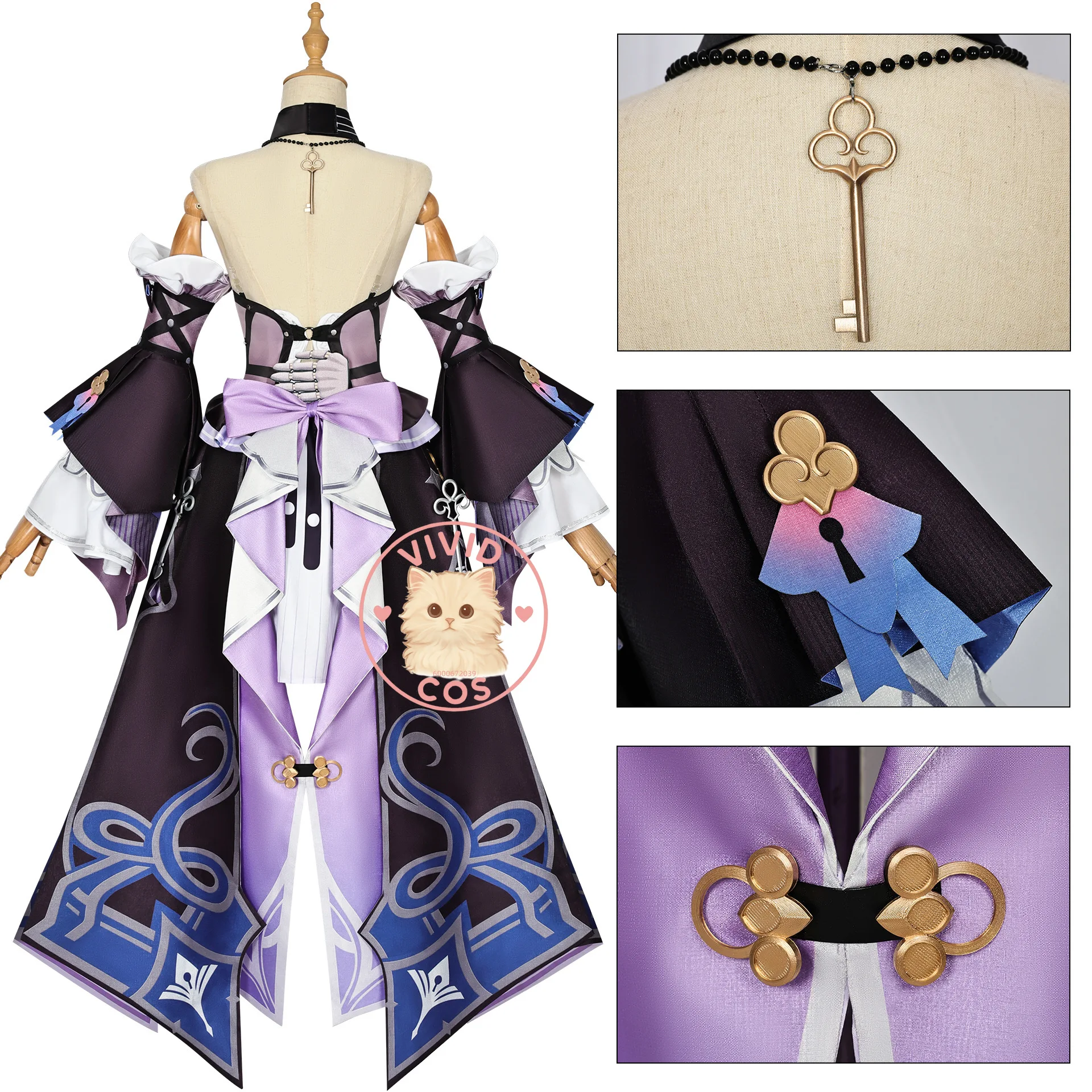 ゲーム Honkai: スターレールヘルタコスプレ高品質ロールプレイ衣装新しいアニメパープルマジックドレス帽子かつら女性のためのコミコン