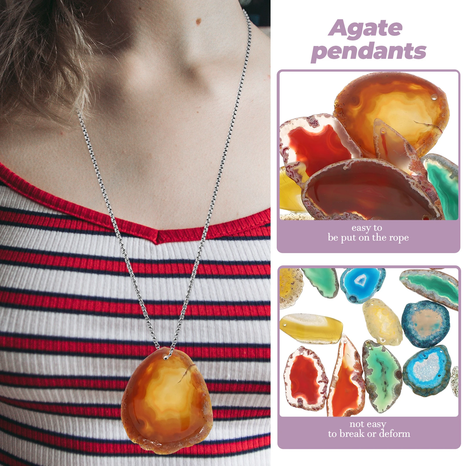 

20 Pcs Colorful Agate Slices Natural Gemstone Decor Necklace Small Rocks Hole Theme Wedding Centerpieces