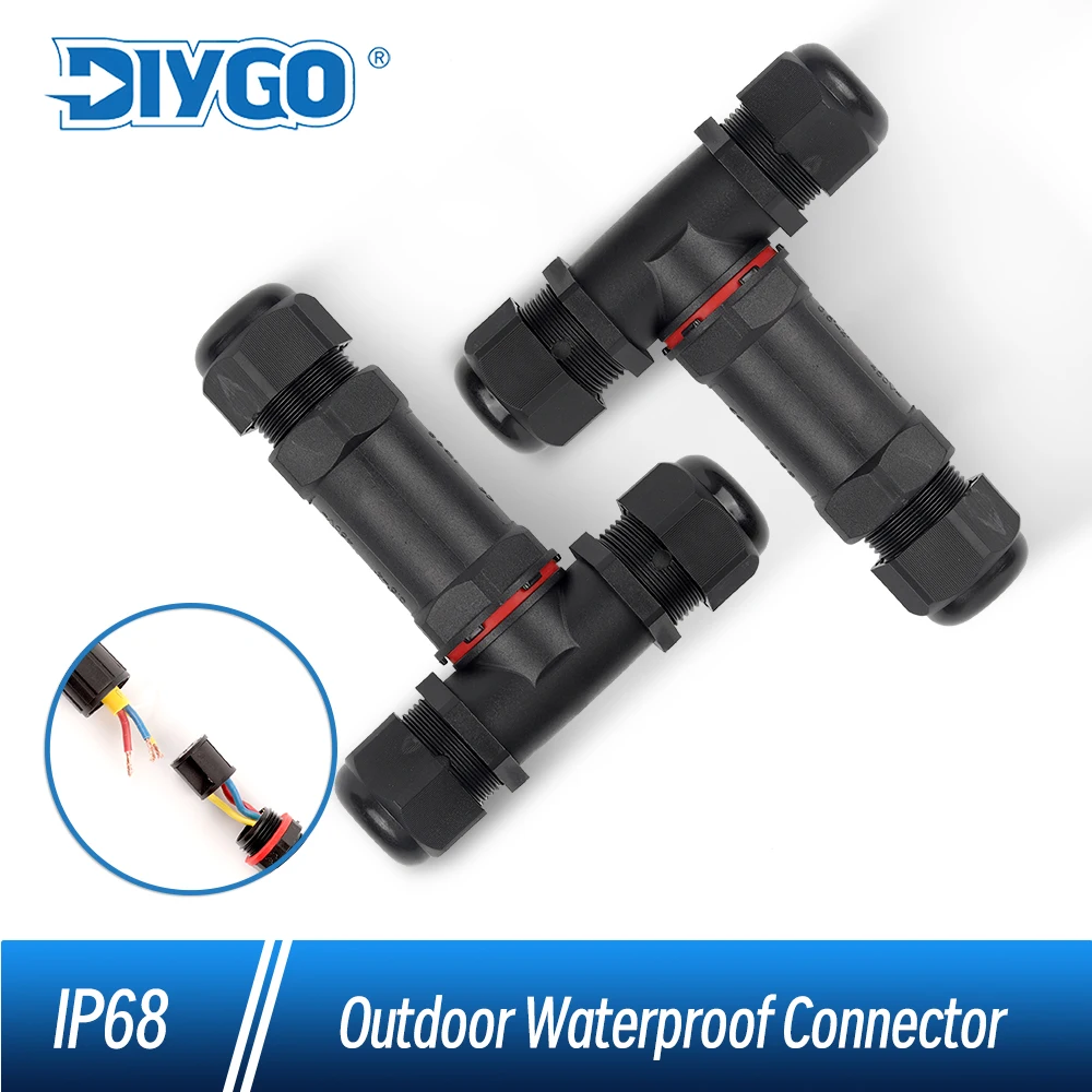 

5 Pin IP68 M25 T Shape Outdoor Waterproof Connector Push-in Electrical Wire Cable Joint Terminal Block Connectors Junction Box