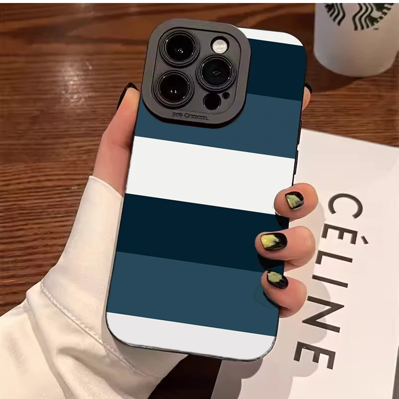 

Pop Blue White Striped Pattern Phone Case For Samsung Galaxy S25 Cover