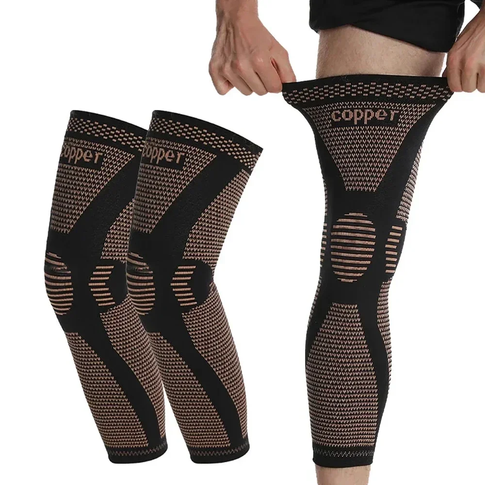 Full Leg Compression Sleeve Copper Knee Sleeves Support for Thigh Knee Calf, Arthritis, 20-30mmHg Reduce Varicose Veins Swelling