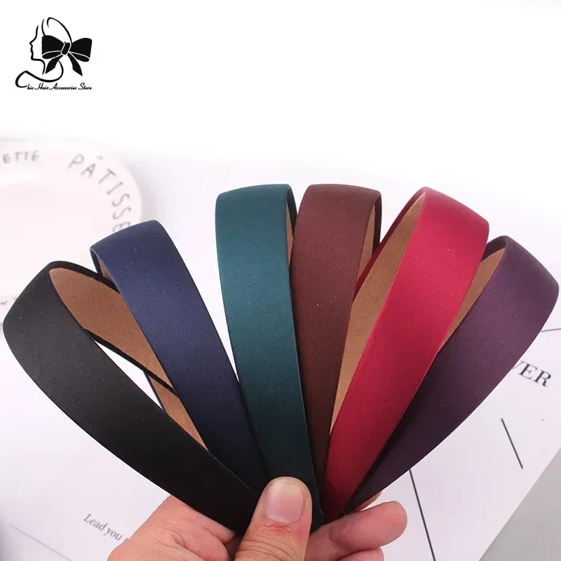 1PC Plastic Fashion Canvas Wide Headband Hair  Headwear Bezel Hair Accessories For Woman Satin Covered Resin Hairbands