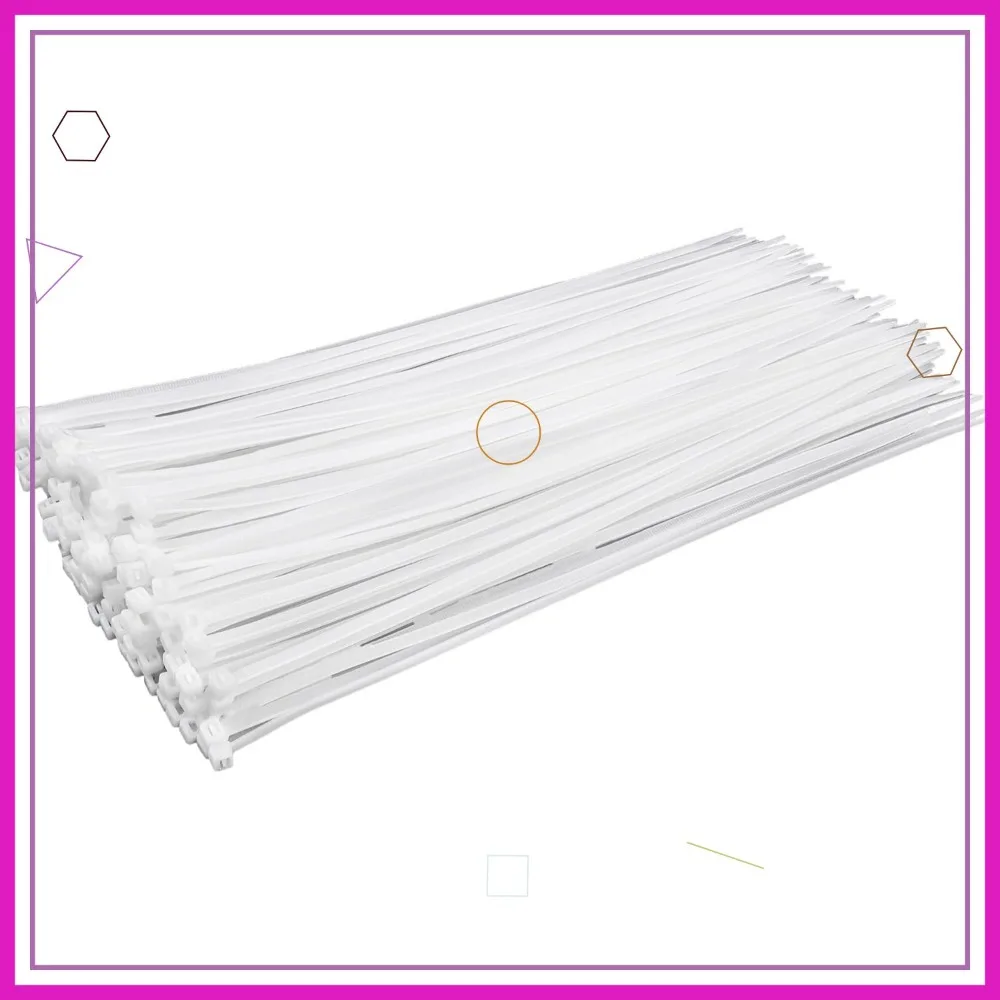 

White Zip Ties 14 inch (100 Pack), Clear, 50 lb, UV Resistant Cable Ties for Outdoor Use
