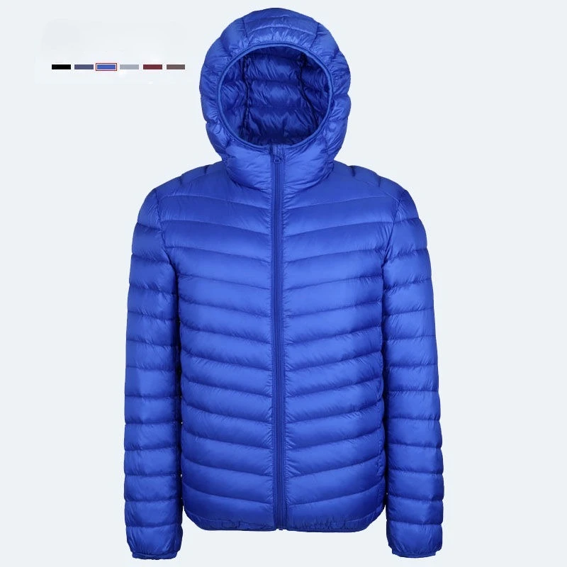 Men's 2024 New 90% White Duck Down Super Light Down Jacket Men's Lightweight Thermal Coat Hooded Feather Coat