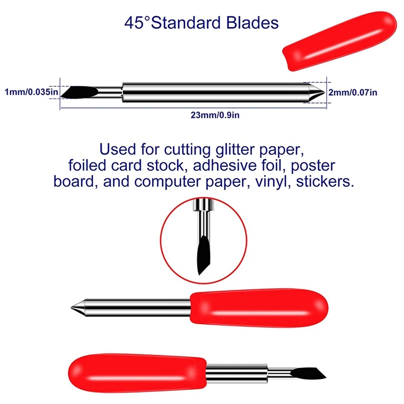 50PCS Replacement Cutting Blades For Cricut Explore Air 2 /Air 3/Maker Expression, 45 Degree Standard Fine Point Blades