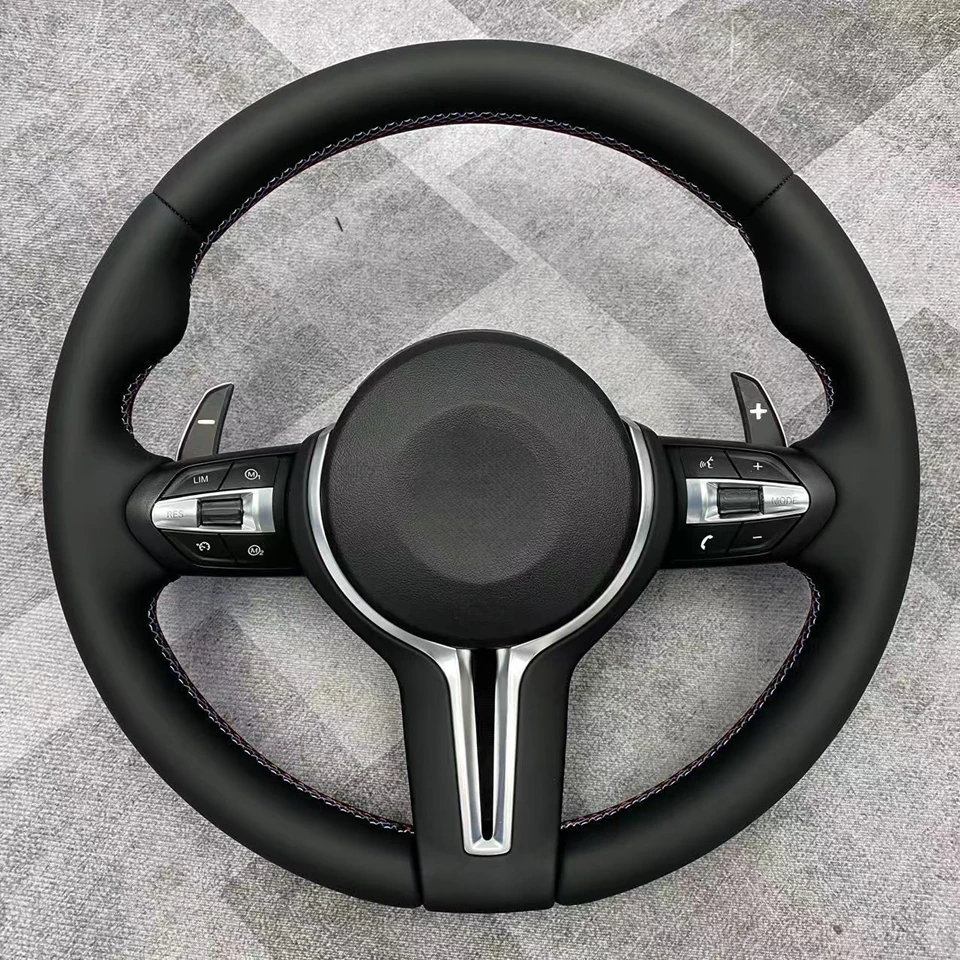 Interior M Series Leather Steering Wheel For BMW M3 M5 F20 F22 F23 F30 F33 F34 X1 F48 X5 F15 X3 F25 F80 E90 E70 E84 With Paddles