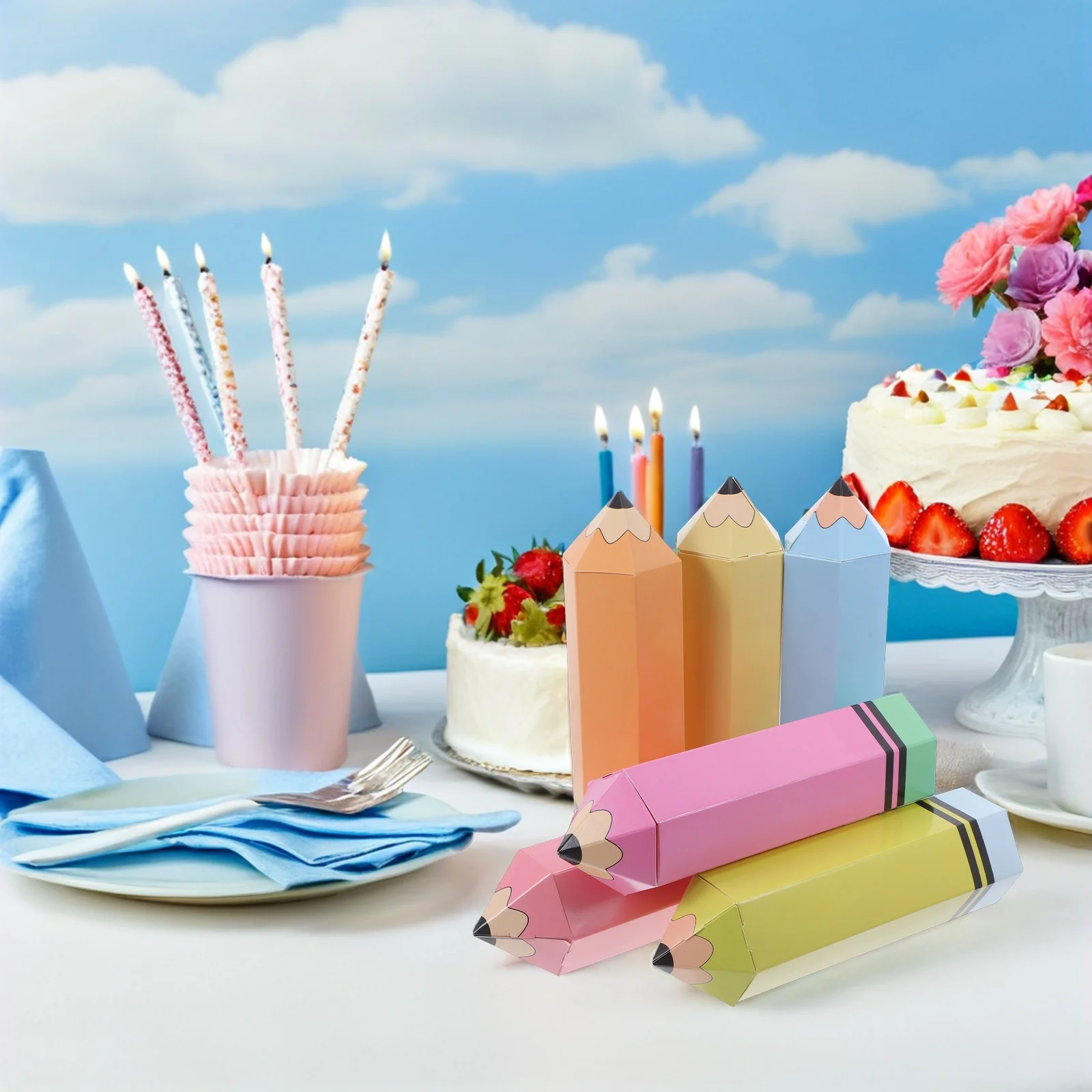 

12 Sets Pencil Packaging Box Paper Boxes Cookie Shaped Goodie Bag Containers Carton Student