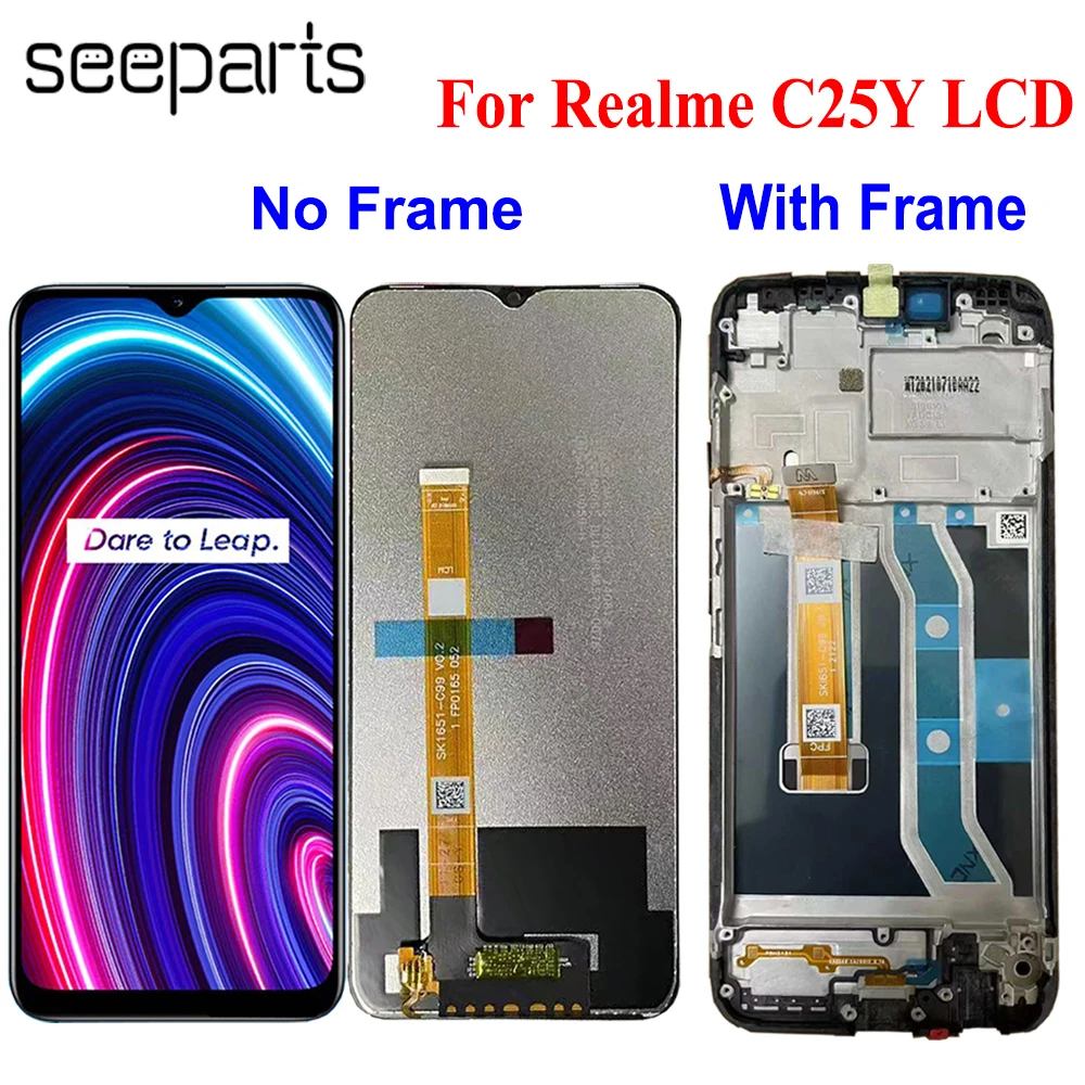 Протестировано, работает для OPPO Realme C25Y, ЖК-дисплей, сенсорная панель, сенсорный экран в сборе для RMX3265 RMX3268 RMX3269, ЖК-экран